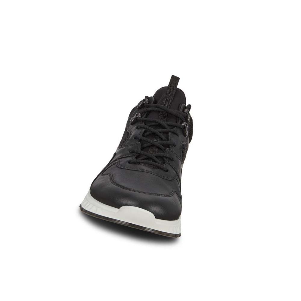 Men's Ecco St.1 Ankle Sneakers Black | USA 644LIS